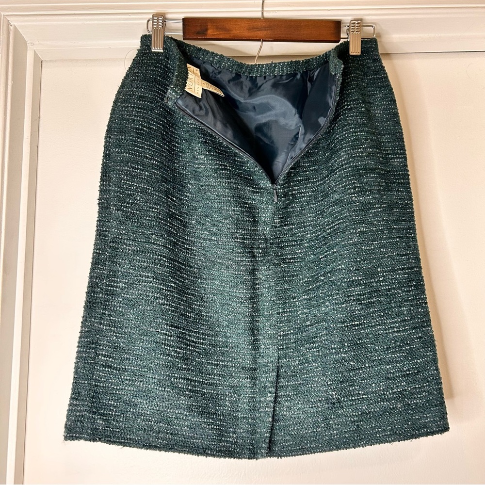 Norton McNaughton Turquoise and Green Tweed Mini Skirt - Size 8 (NWOT) - Picture 4 of 10